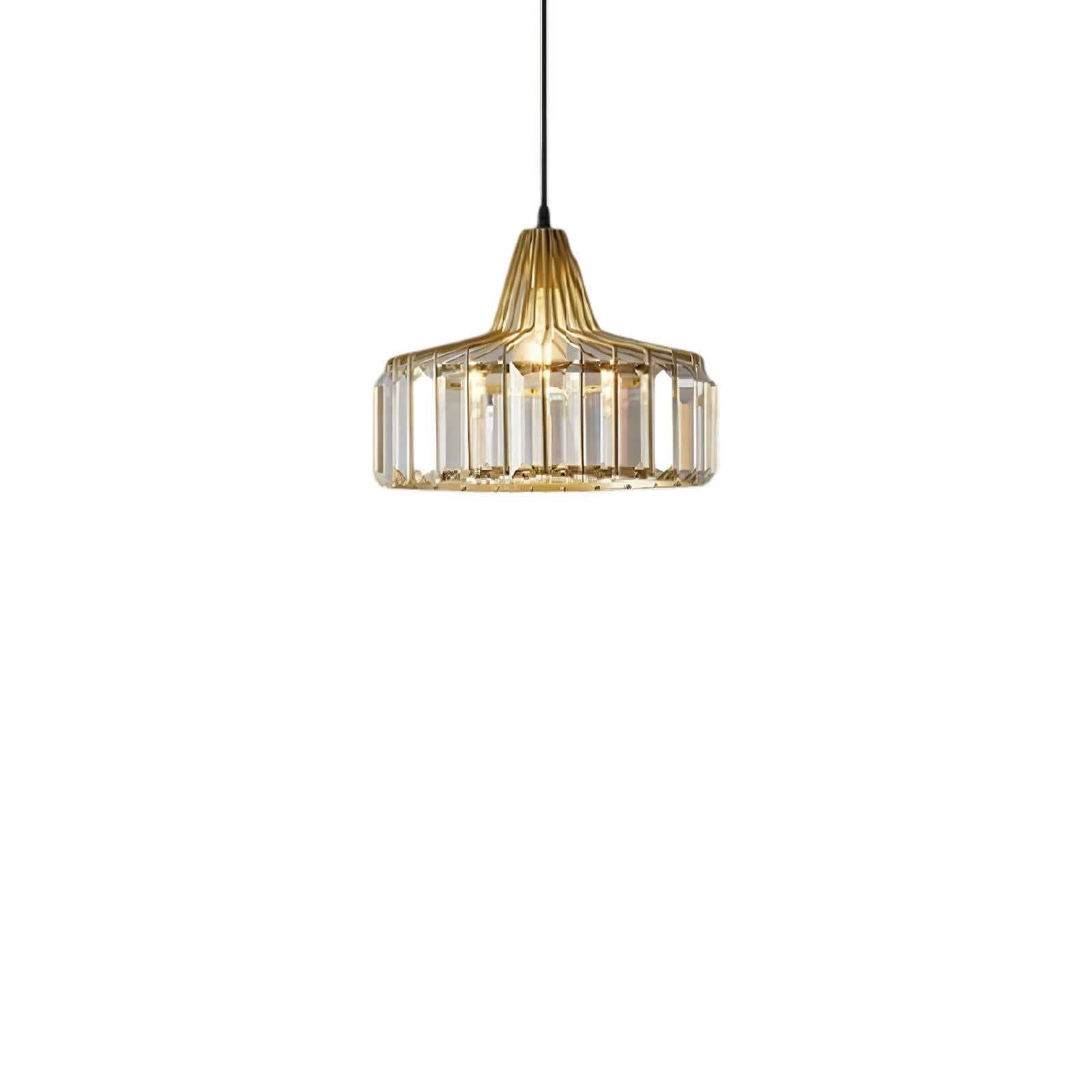 Nowoczesna kryształowa lampa wisząca, regulowana wysokość, metalowo-szklana lampa wisząca, gniazdo E27, kompatybilna z żarówkami ściemnialnymi, do kuc