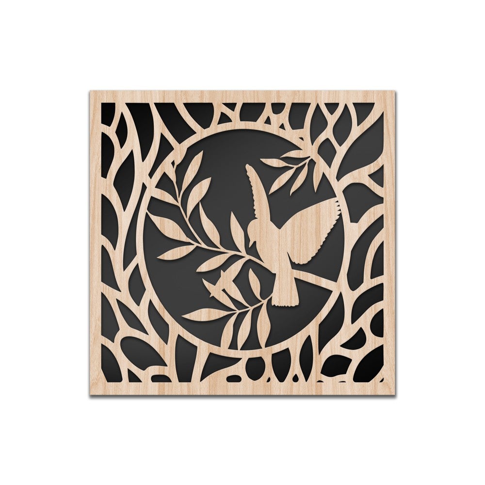 DRZEWO OLIWNE - WYCIĘTE LASEROWO Obrazek z drewna kompozytowego i PCV 40x40 cm
