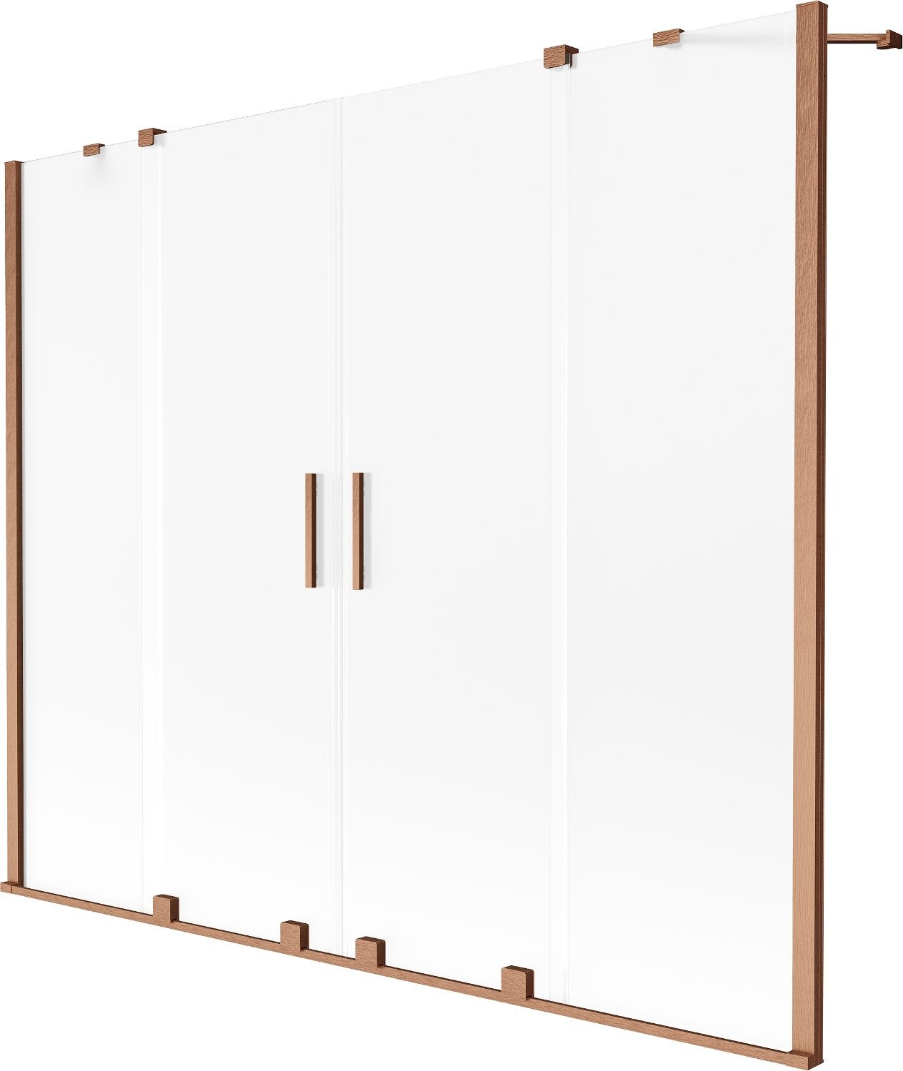Mexen Velar Duo parawan nawannowy 2-skrzydłowy rozsuwany 200 x 150 cm, szron, miedź szczotkowana - 896-200-000-32-65