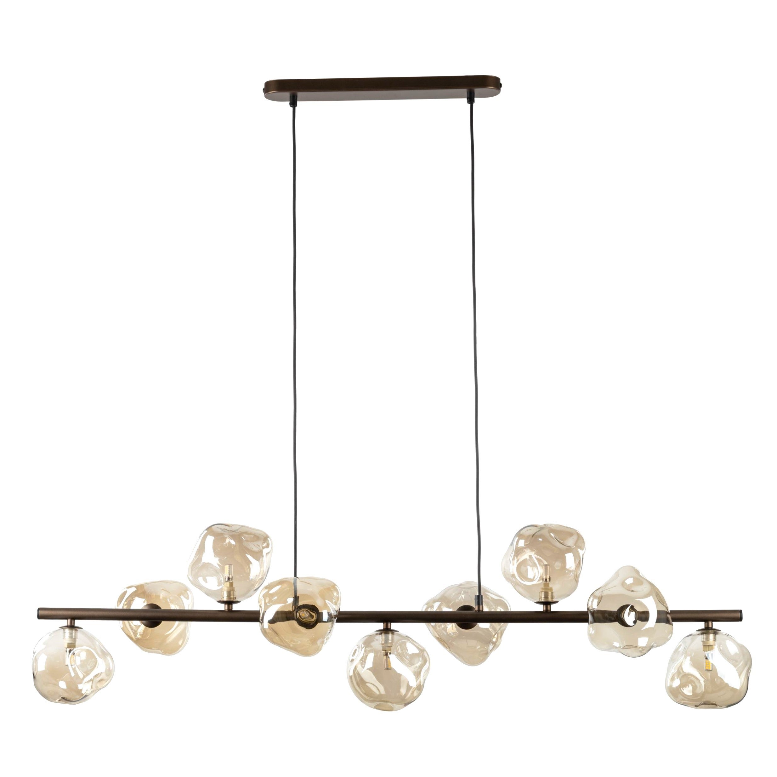 Brązowa Lampa Wisząca Tk Lighting Lava Listwa Nad Stół 9Xg9 Koniakowy Nieregularny Klosz