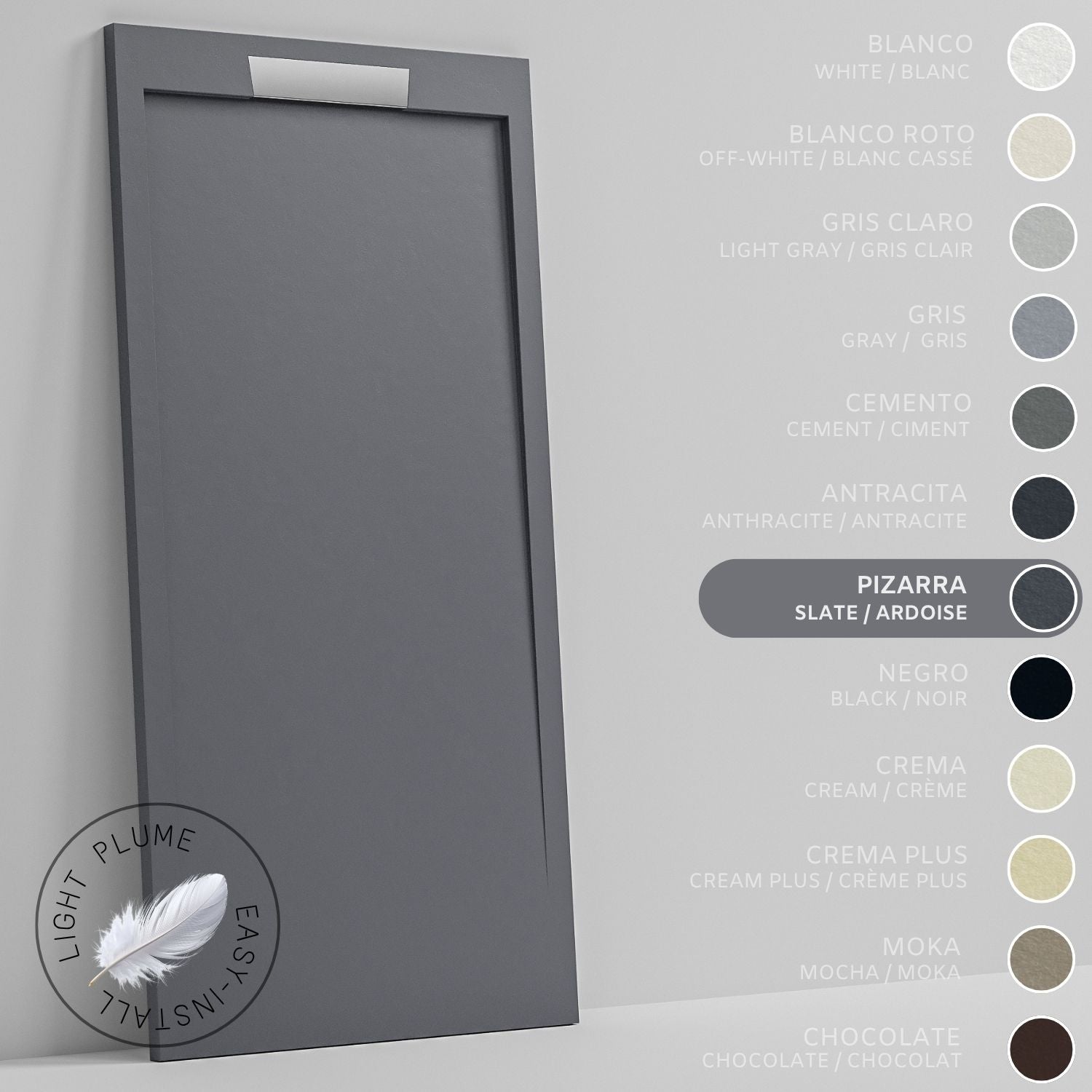 SOULHOME Lekki Brodzik z Żywicy tekstura Łupka – łupkowy- 140X70- Niski 3cm– Elegancki