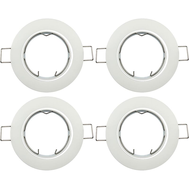 4x wpuszczane reflektory sufitowe z gniazdem GU10 - otwór montażowy ø60 mm, ø80 x 24 mm, białe aluminium, LED/halogen
