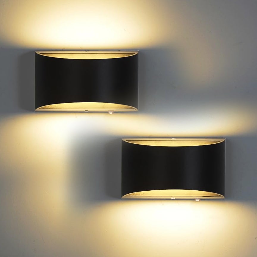 Nowoczesne lampy ścienne LED, zestaw 2 lamp ściennych, ciepła biel 3000K, lampa ścienna góra-dół 7W, lampa ścienna wewnętrzna, czarna.