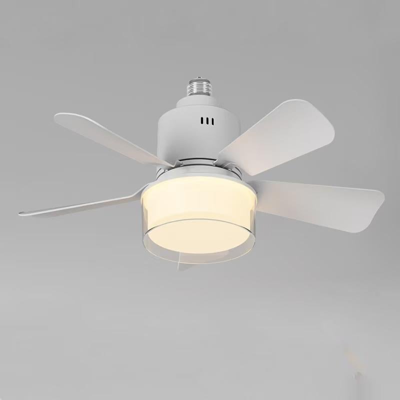Ściemnialna lampa sufitowa LED z wentylatorem, podstawa E27, z pilotem, 4 prędkości i 3 temperatury barwowe, biała, 45 x 18,2 cm