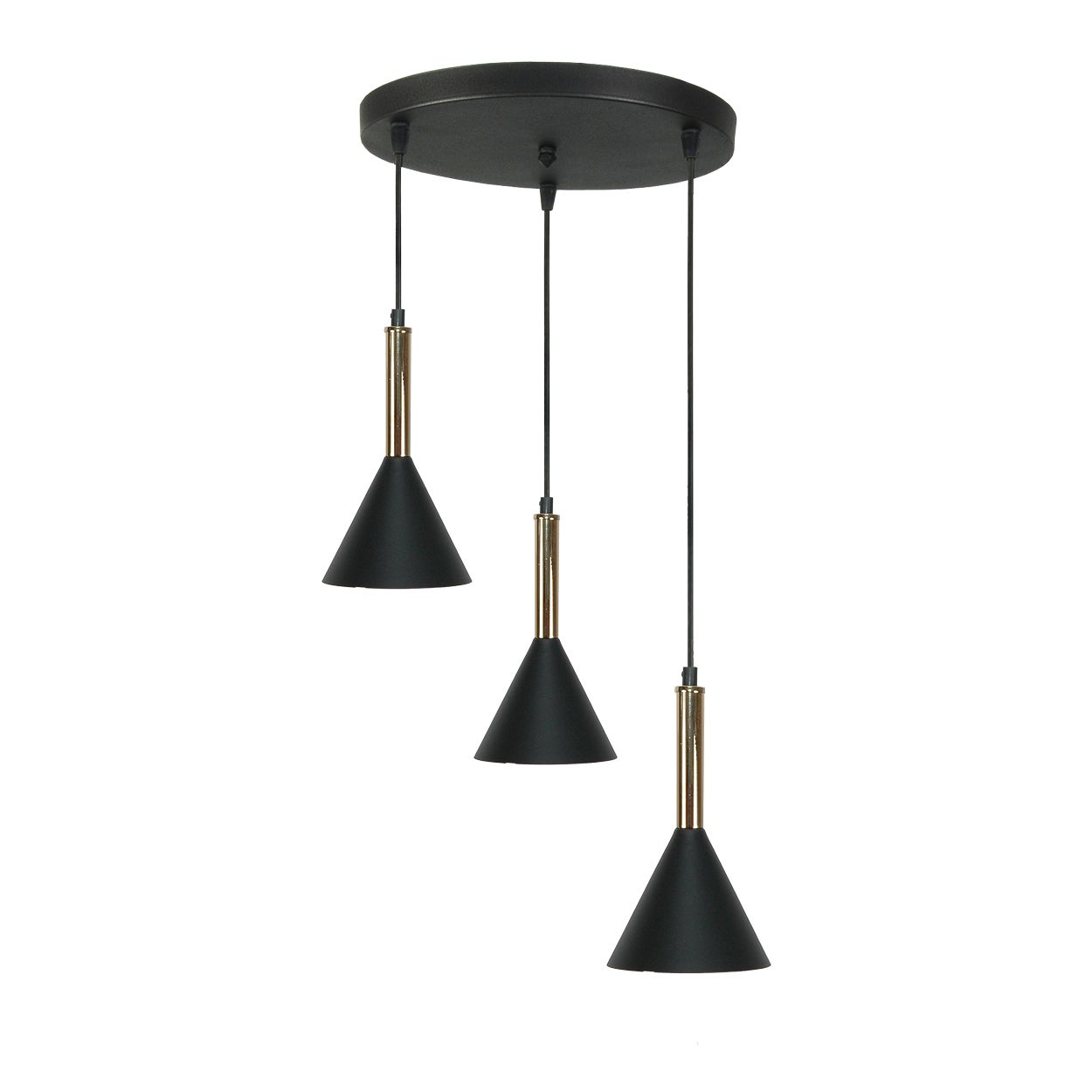 Lampa wisząca 3 punktowa czarna kaskadowa do salonu SONIK MINI E27 Edylit
