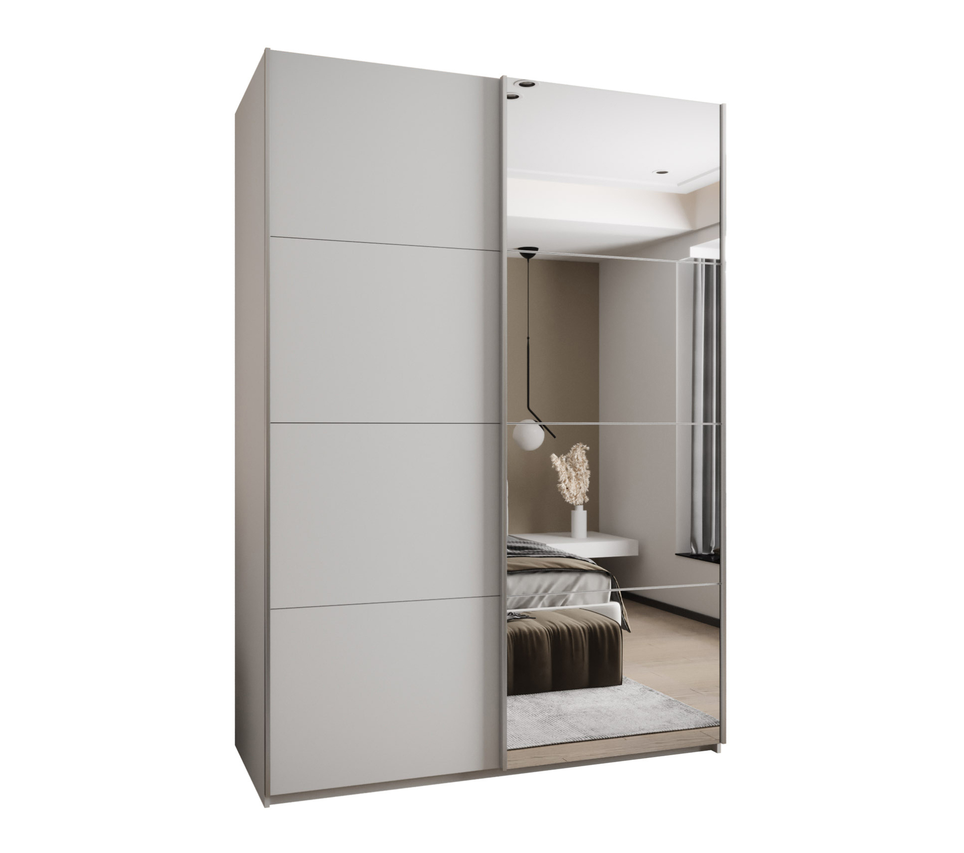 Szafa przesuwna wysoka Lux 3 170 x 64 x 245,5 cm biały + biały + u. srebrny - Abiks Meble