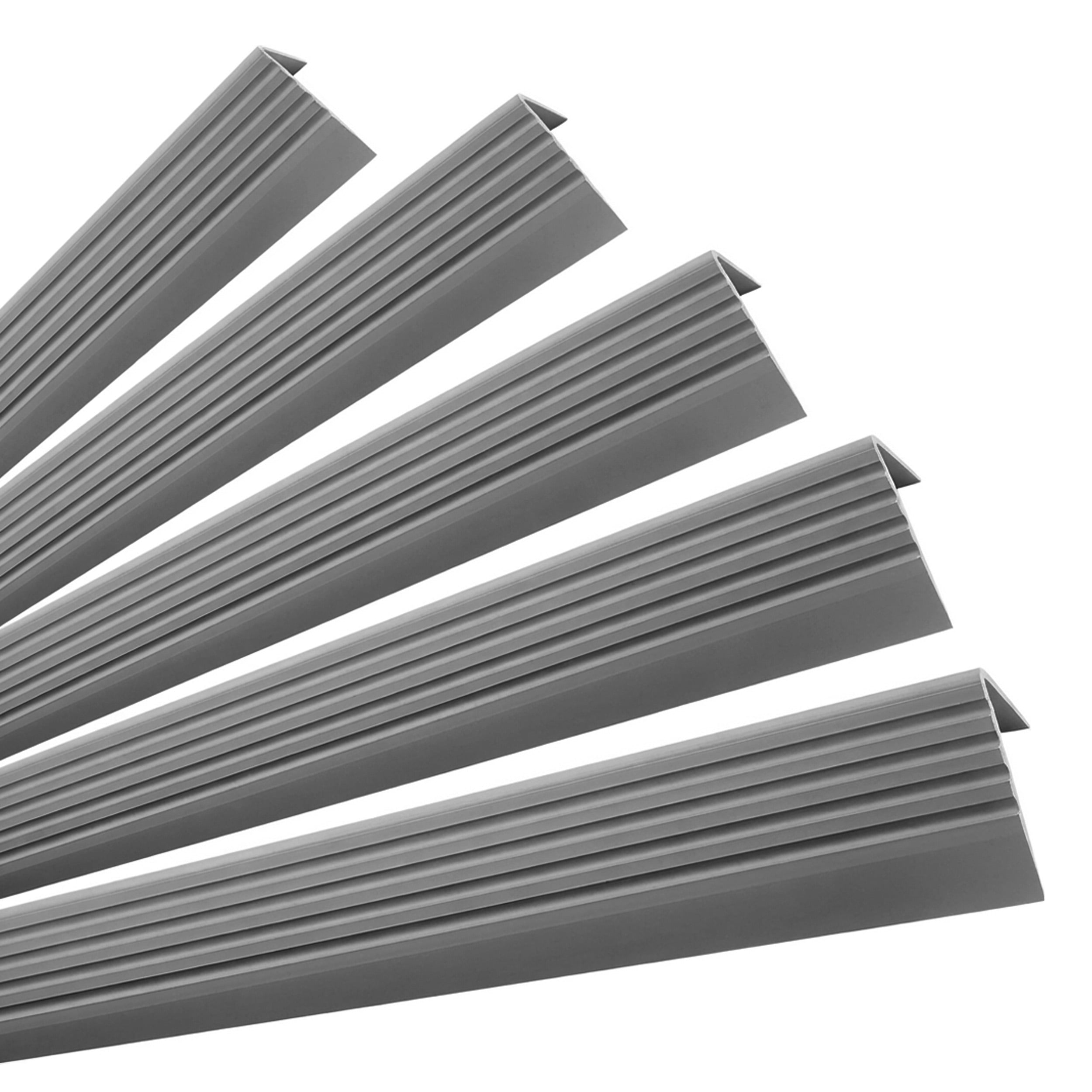 5x Profil schodowy samoprzylepny 50x42 mm PVC na krawędzie stopni z ryflowaniem - 100 cm, ciemnoszary