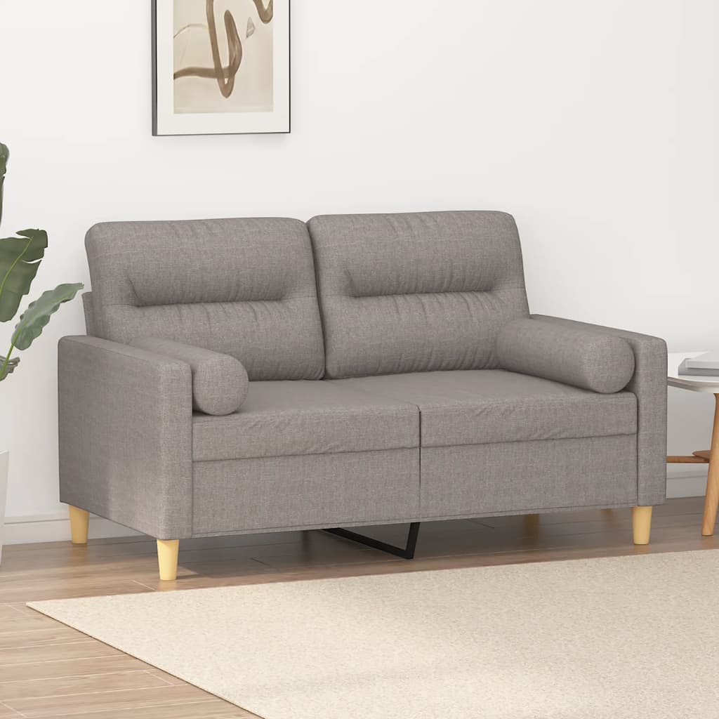2-osobowa sofa z poduszkami, taupe, 120 cm, tkanina vidaXL