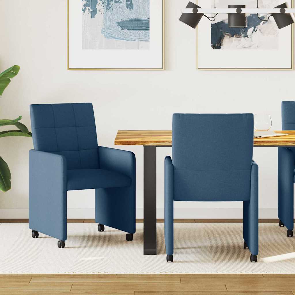 Krzesełka jadalne na kółkach 2 pcs Niebieski 58 x 65 x 94 cm vidaXL