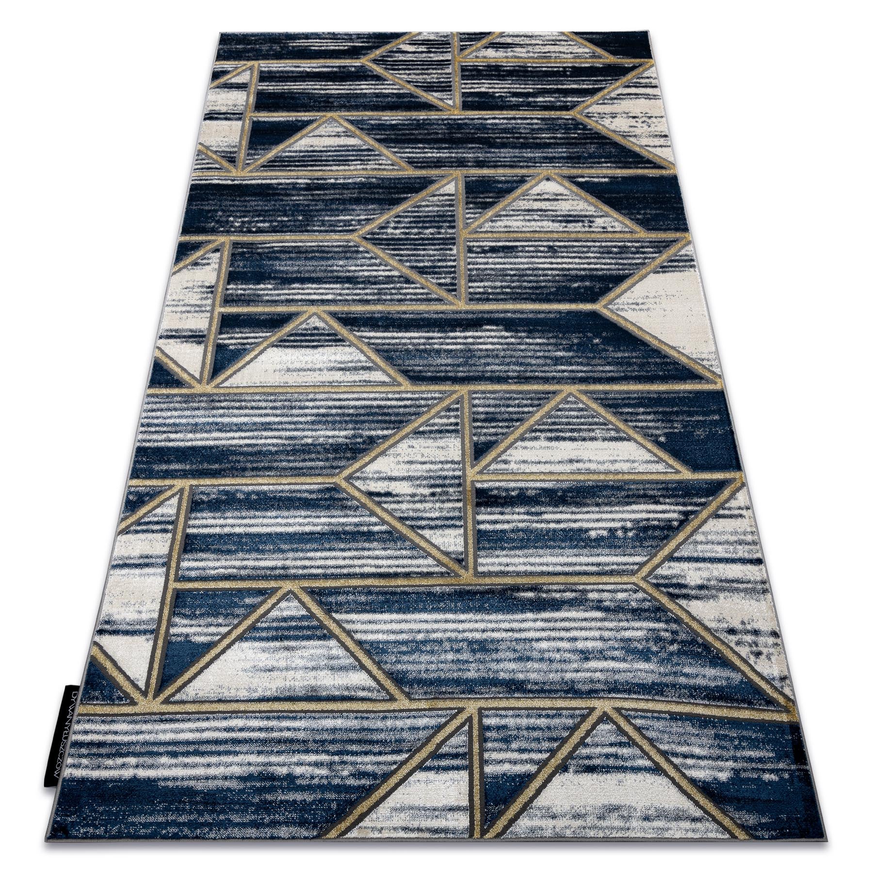Dywan DE LUXE nowoczesny 462 Geometryczny - Strukturalny granatowy / złoty 200x290 cm