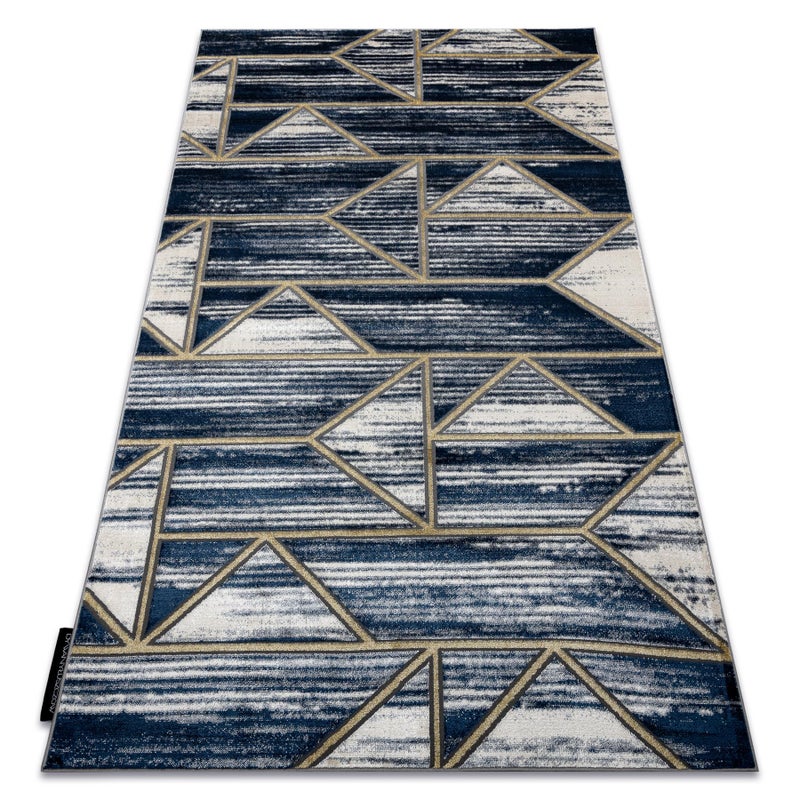 Dywan DE LUXE nowoczesny 462 Geometryczny - Strukturalny granatowy / złoty 200x290 cm