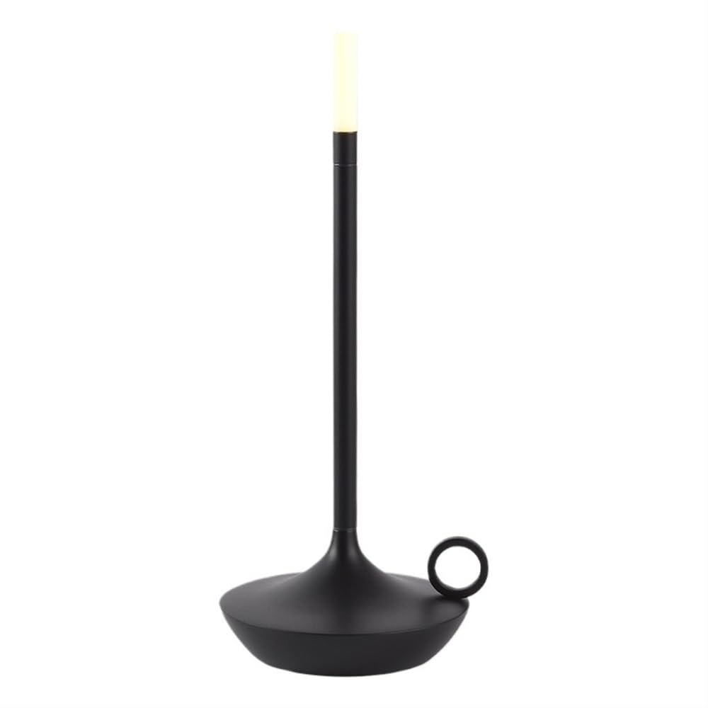 Lampa Stołowa Dotykowa Bezprzewodowa Zasilana Baterią Styl Świecy 2000mAh, 3 Poziomy Jasności, Ściemnianie Dotykowe, Sypialnia Biurko Camping, Czarna