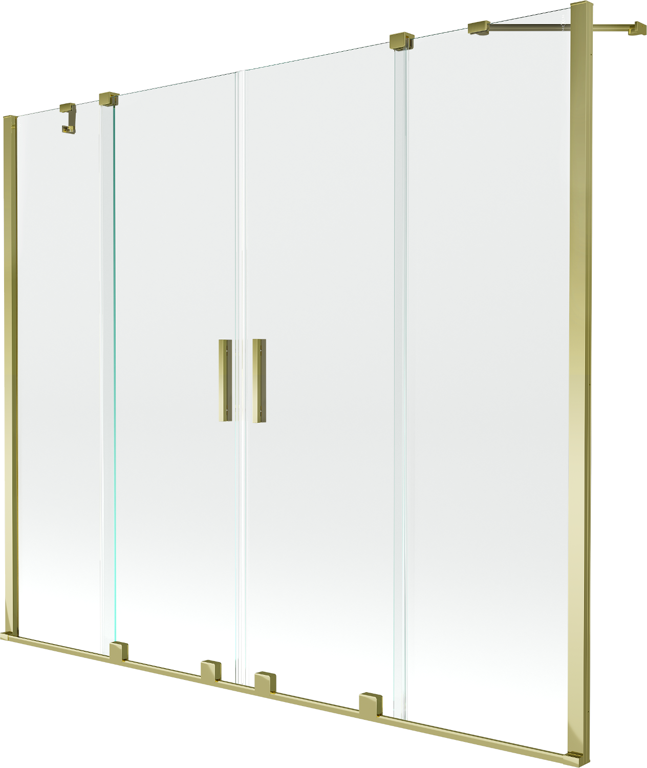 Mexen Velar Duo parawan nawannowy 2-skrzydłowy rozsuwany 190 x 150 cm, transparent, złoty - 896-190-000-02-50