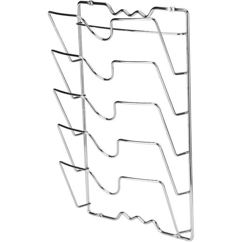 Wieszak na pokrywki do garnków, montowany na ścianie, 5 poziomów, 5 przegródek, do drzwiczek szafki/ściany, 40,7 x 25,7 x 7,5 cm