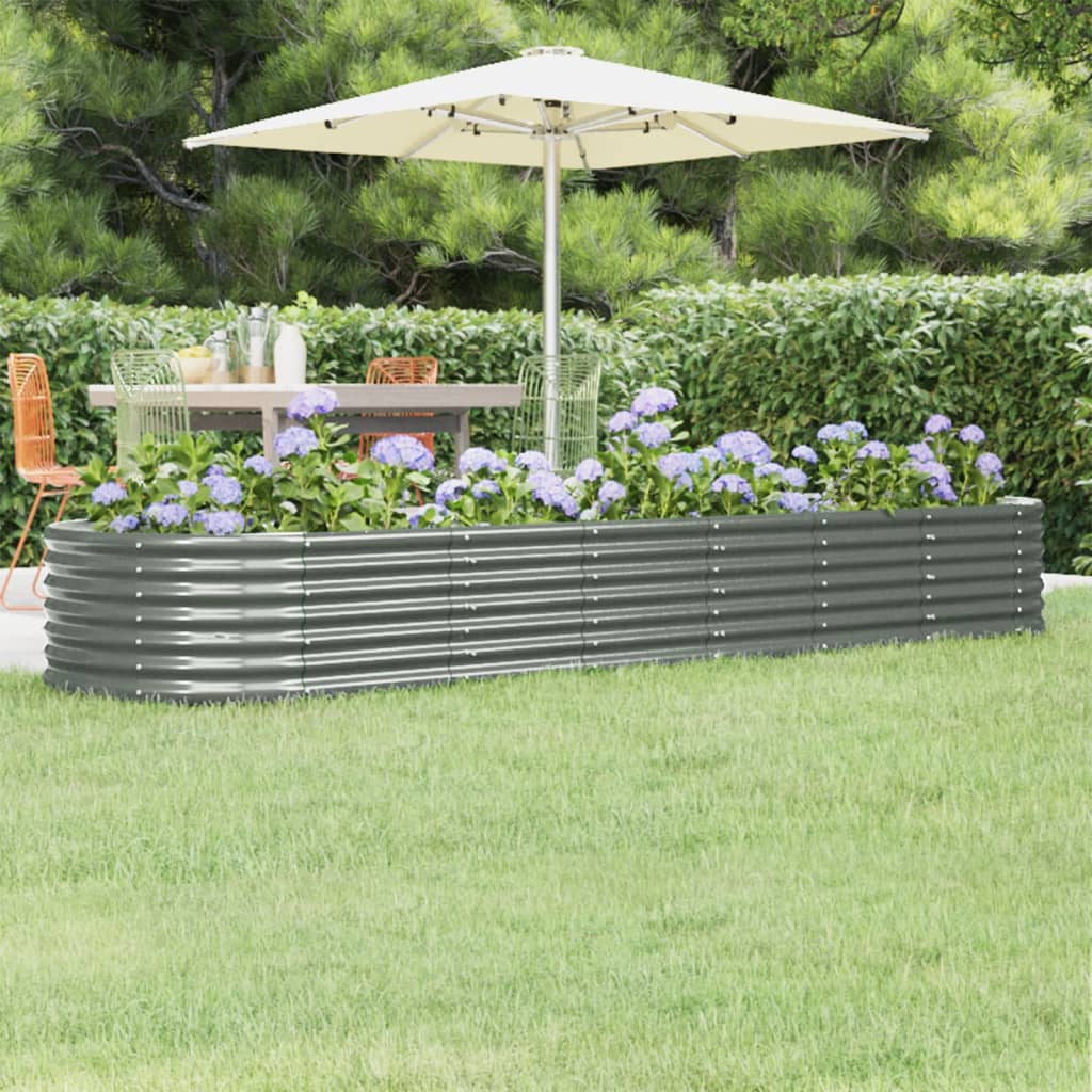 vidaXL Podwyższona donica, stal ocynkowana 296x80x36 cm, szara
