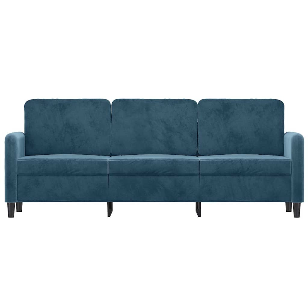 Sofa 3-osobowa, niebieski, 180 cm, tapicerowana aksamitem