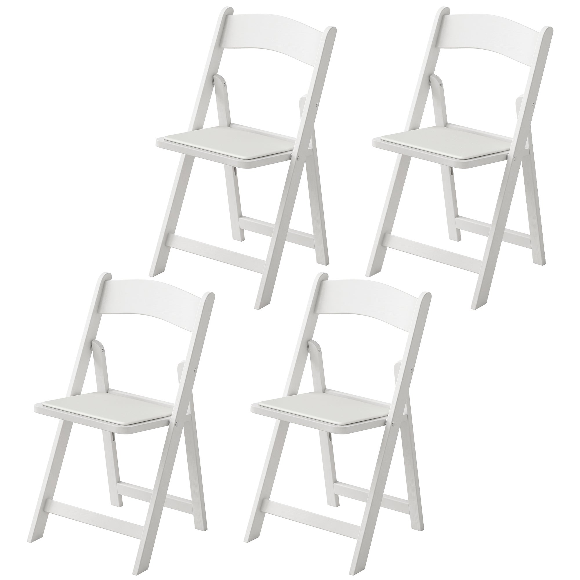 Zestaw 4 składanych krzeseł z żywicy i poliuretanu, przenośne krzesła składane do użytku wewnątrz i na zewnątrz, 45x44x78 cm, kolor biały