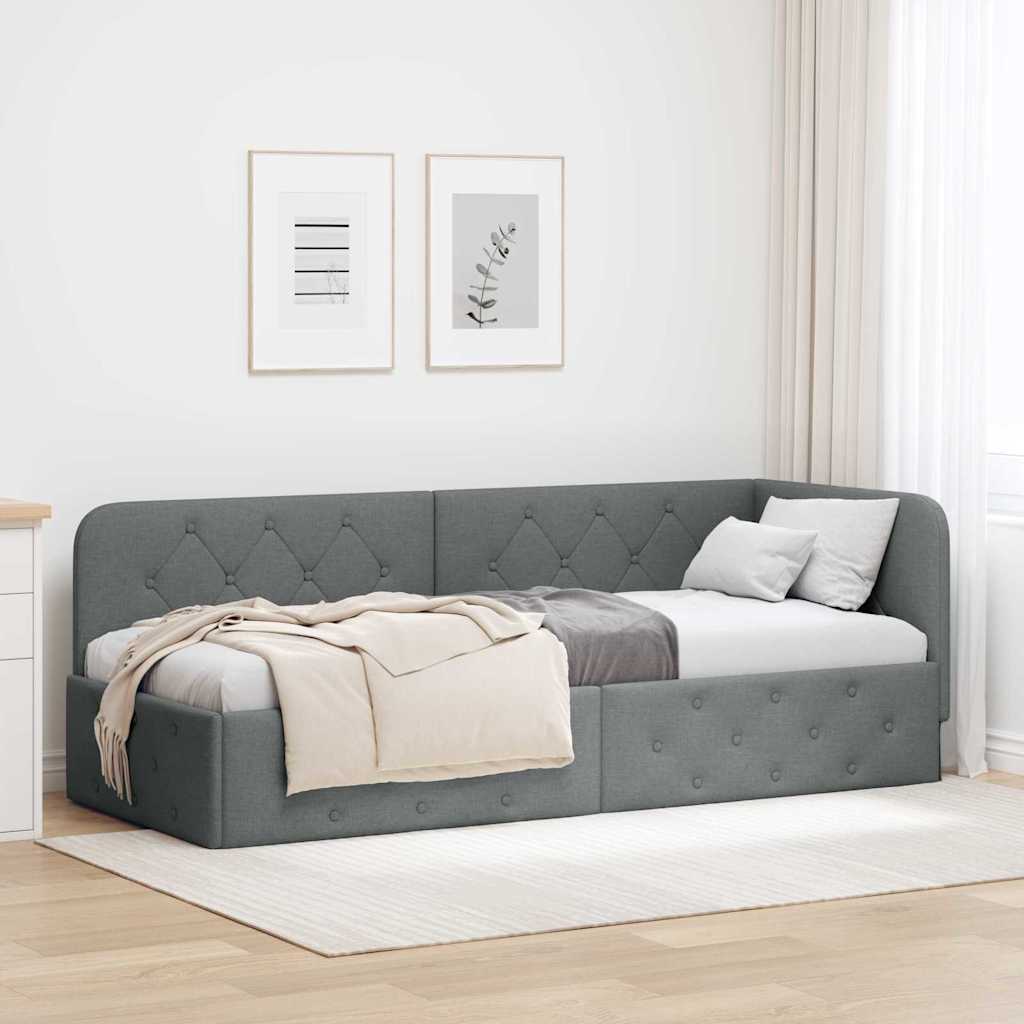 Rama łóżka narożnego Ciemnoszary 80 x 200 cm tkanina vidaXL