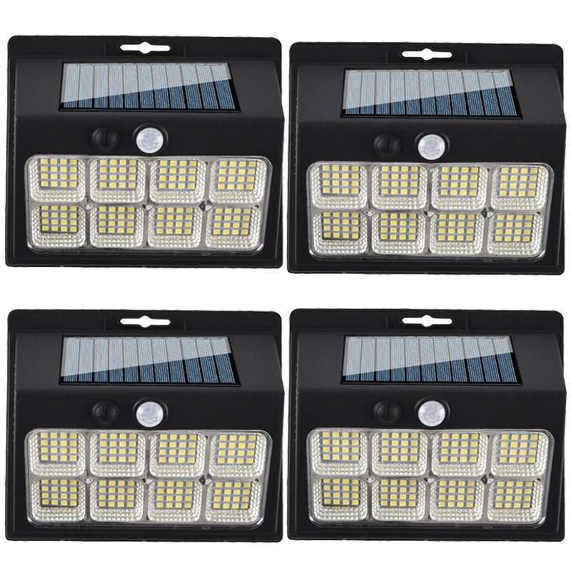 Pakiet 4 lamp solarnych zewnętrznych z czujnikiem ruchu, solarne lampy bezpieczeństwa na ścianie w 3 trybach, lampy na taras, 120 COB