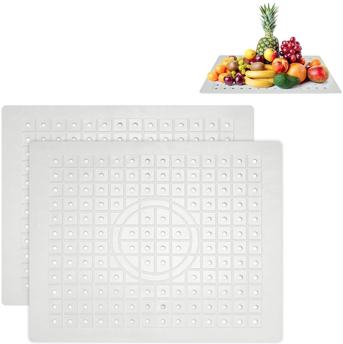 Zestaw 2 mat do zlewu 31 x 26 cm Białe - Prostokątne - Akcesoria kuchenne - Ochrona zlewu - Podkładki pod naczynia - Maty gumowe