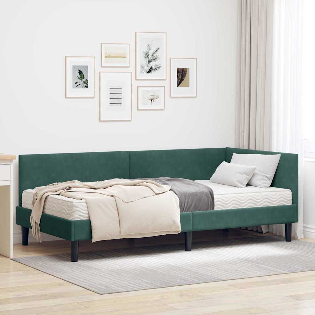 Rama Łóżka Narożnego z Materacem Inny 2 pcs Zielony Aksamit vidaXL
