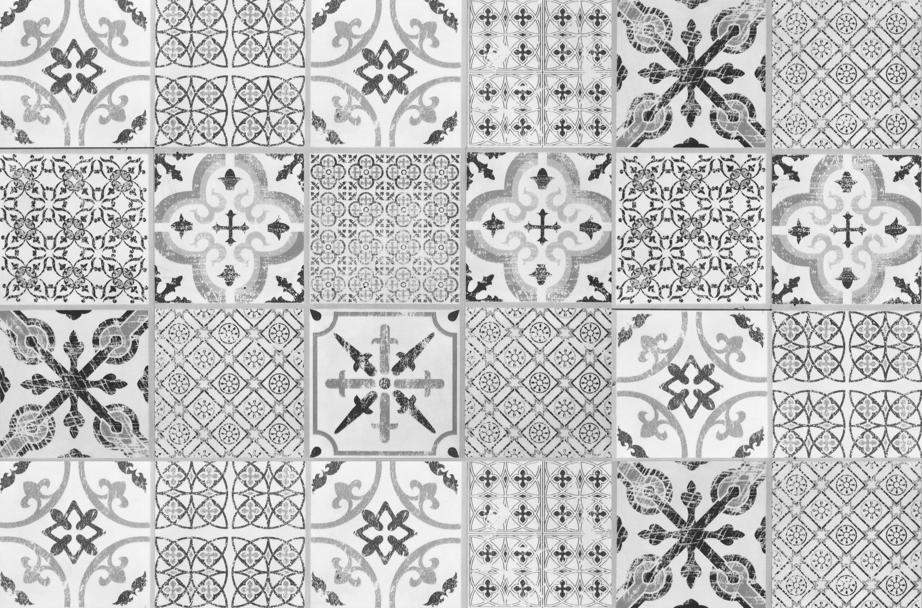 Dywanik winylowy Collage vintage szary 66x100 cm - PVC antypoślizgowy, winylowy do kuchni lub salonu, zmywalny, wodoodporny, szary