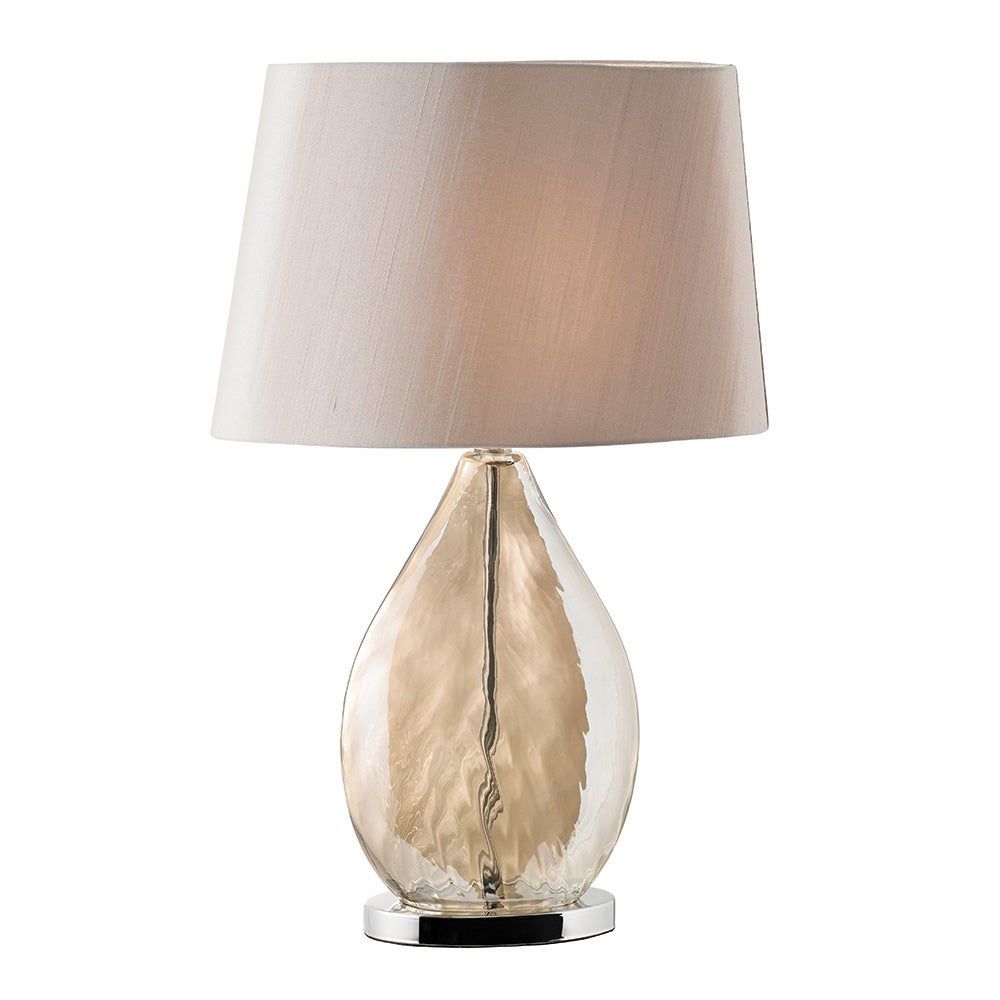 Lampa stołowa art deco złota szklany dymiony korpus 1xE27 10W KEW Endon
