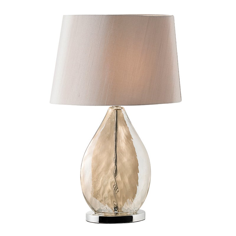 Lampa stołowa art deco złota szklany dymiony korpus 1xE27 10W KEW Endon