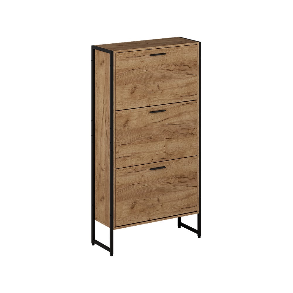 Vicco Wózek na buty Folda, Goldkraft dąb/czarny, 63 x 119 cm z 3 uchylnymi przegrodami
