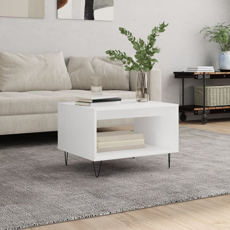 Stolik kawowy, biały, 60x50x40 cm, materiał drewnopochodny vidaXL