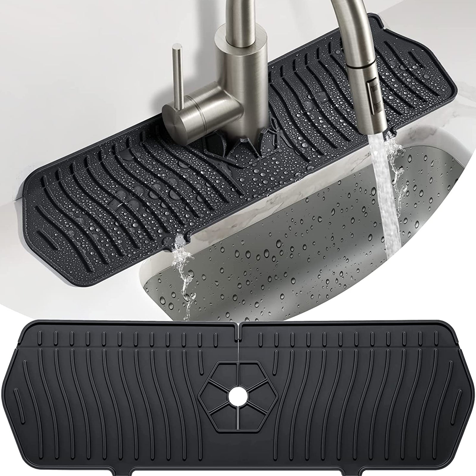 kuchnia osłona przeciw chlapaniu przy zlewie silikon kran Handle Drip Catcher tacka kran Absorbent mata zlew Protectors do kuchnia zlew, zlew mata do