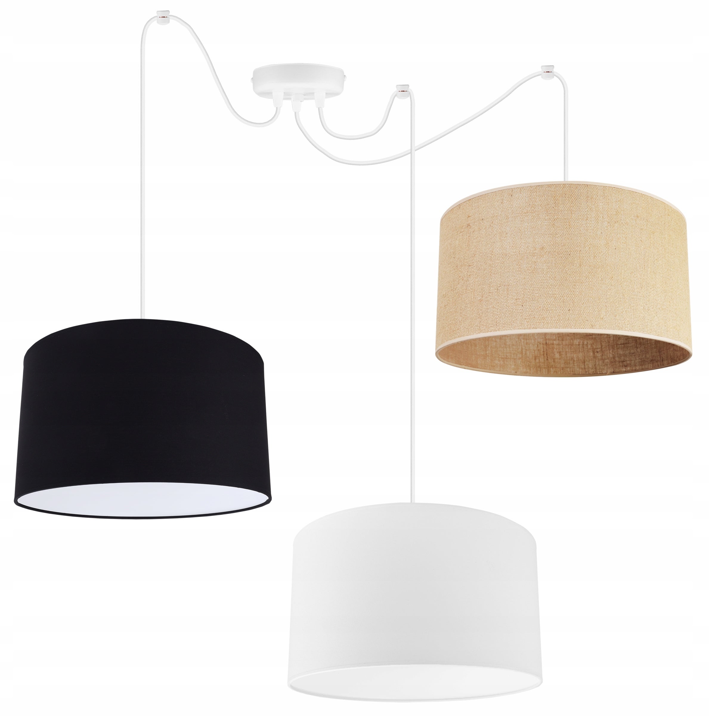 Lampa sufitowa wisząca Light Home LH Spider Juta Matero 3xE27 abażur cylindryczny wielokolorowy nowoczesna