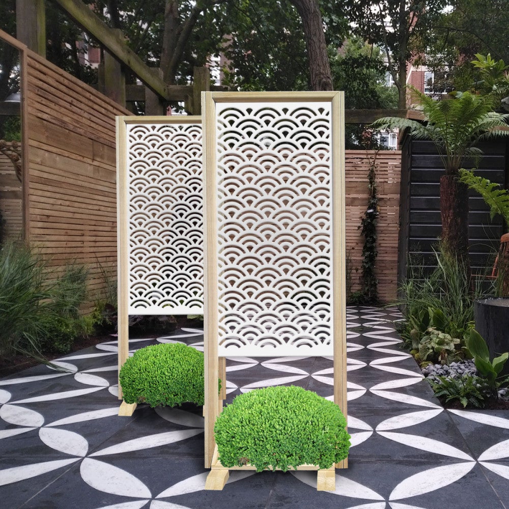 SUNNY - Separè - Wolnostojący modułowy parawan - 70x190 cm - Wykonany z drewna i PVC, kolor wewnętrzny BIAŁY