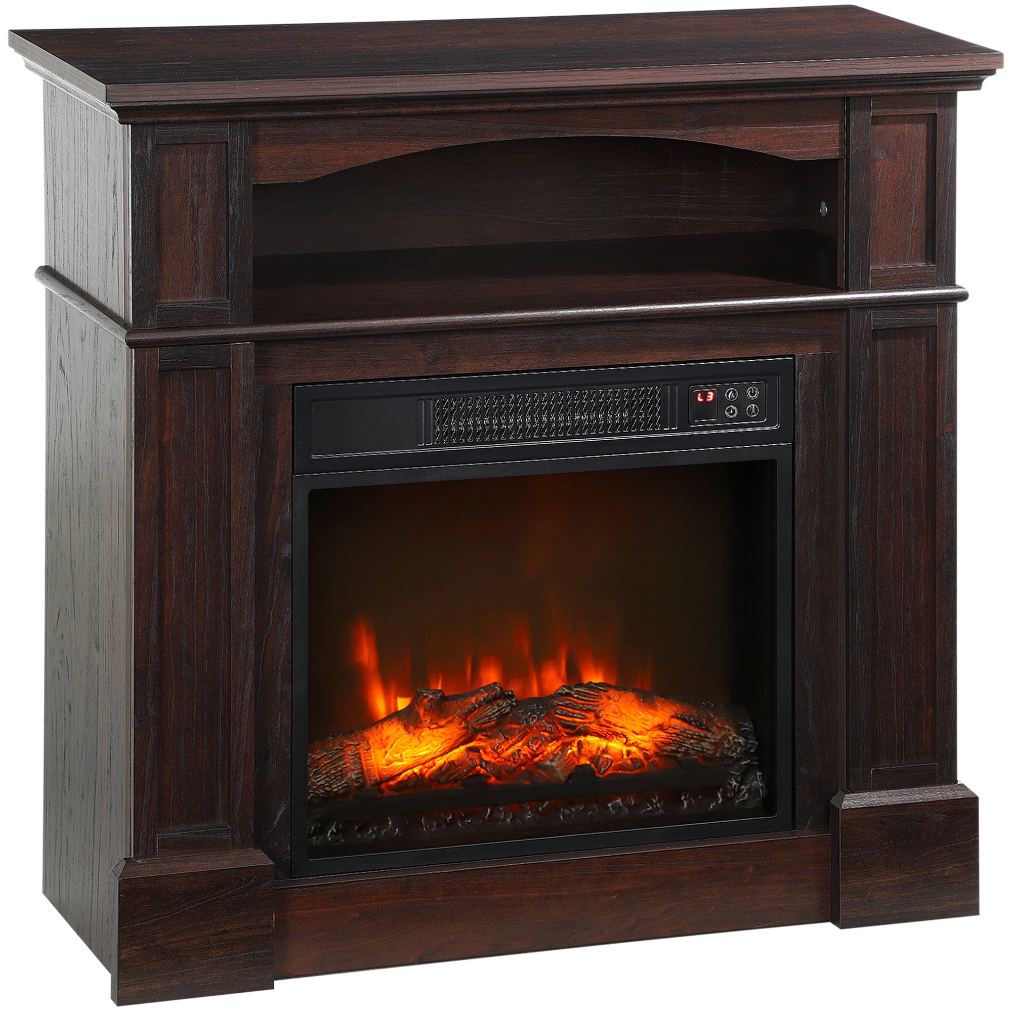 Kominek elektryczny z efektem płomienia LED, regulowaną jasnością z pilotem - 1800 W - 80.5 x 32.3 x 80.5 cm