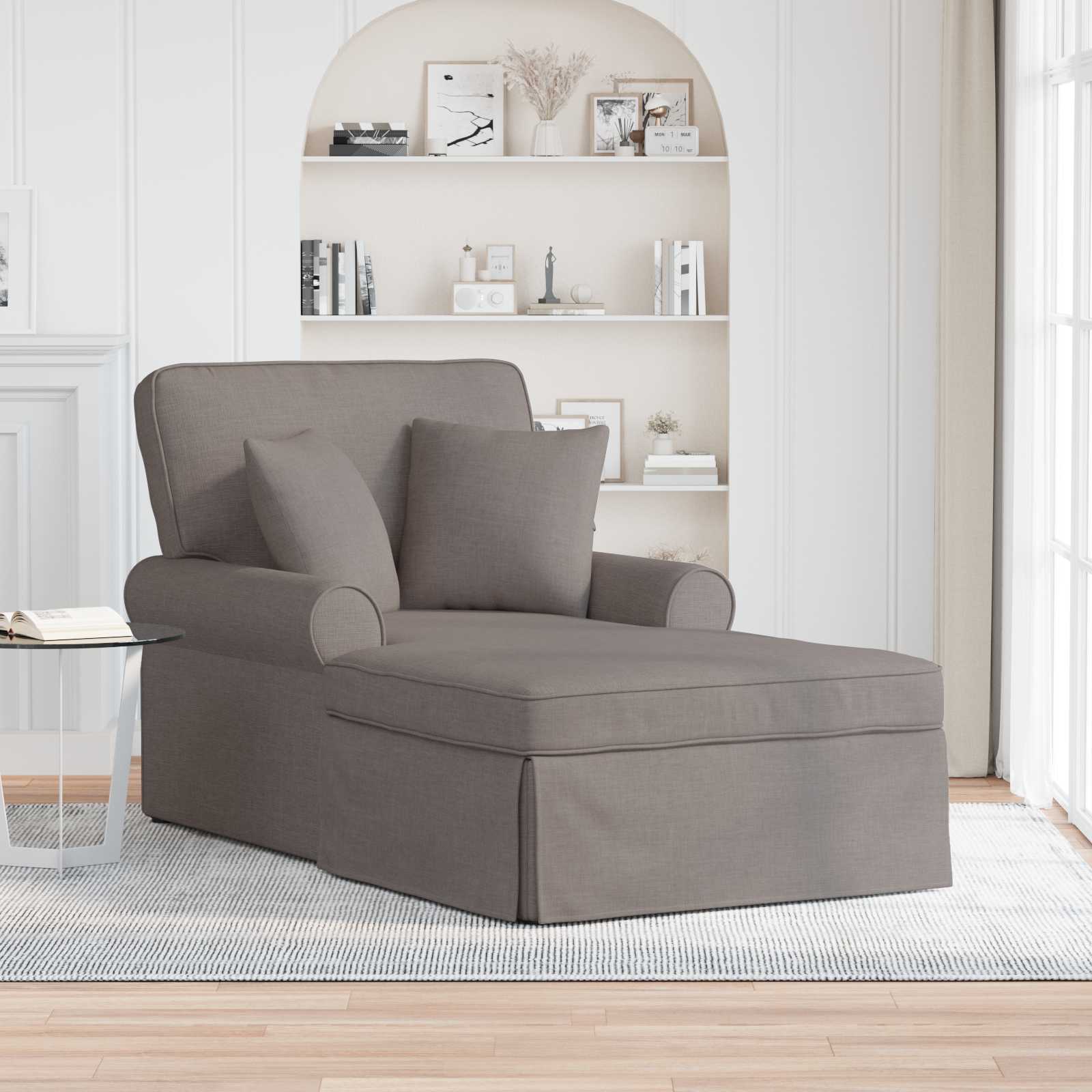 Chaise Lounge z Fartuszkiem 3 pcs Ciemnoszary tkanina vidaXL