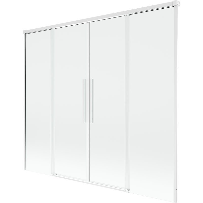 Mexen Rox parawan nawannowy 2-skrzydłowy rozsuwany 170 x 150 cm, transparent, biały - 8C9-170-002-20-00
