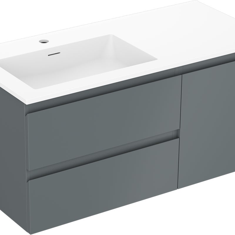 Mexen Orio szafka łazienkowa 100 cm z umywalką Otis lewą, 2S, 1D, grafit mat/biała mat - 91A13-10047-3-BBFFF66-W18L01