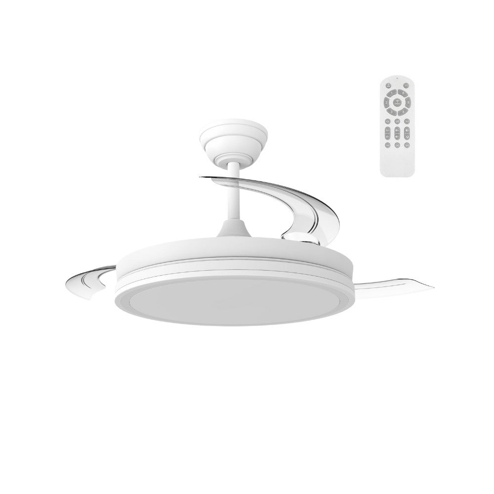 Rozkładany wentylator sufitowy Mara z lampą LED 48 W, cichy, z funkcją nocną, CCT Ø106 cm