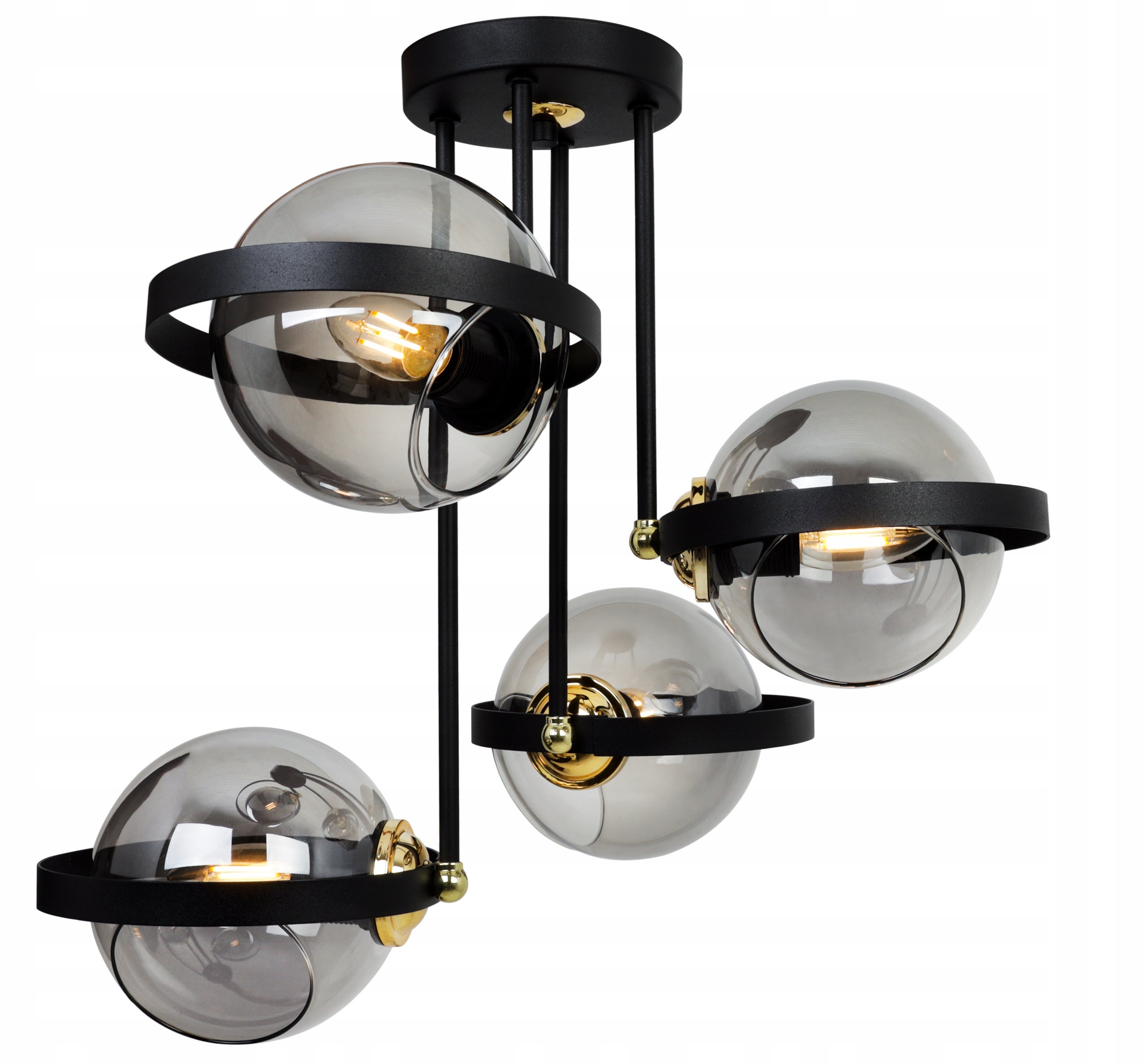 Lampa sufitowa wisząca Light Home LH Ring 4x E27 60W czarny/złoty