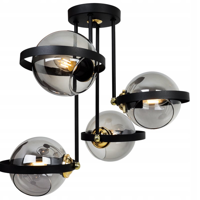 Lampa sufitowa wisząca Light Home LH Ring 4x E27 60W czarny/złoty
