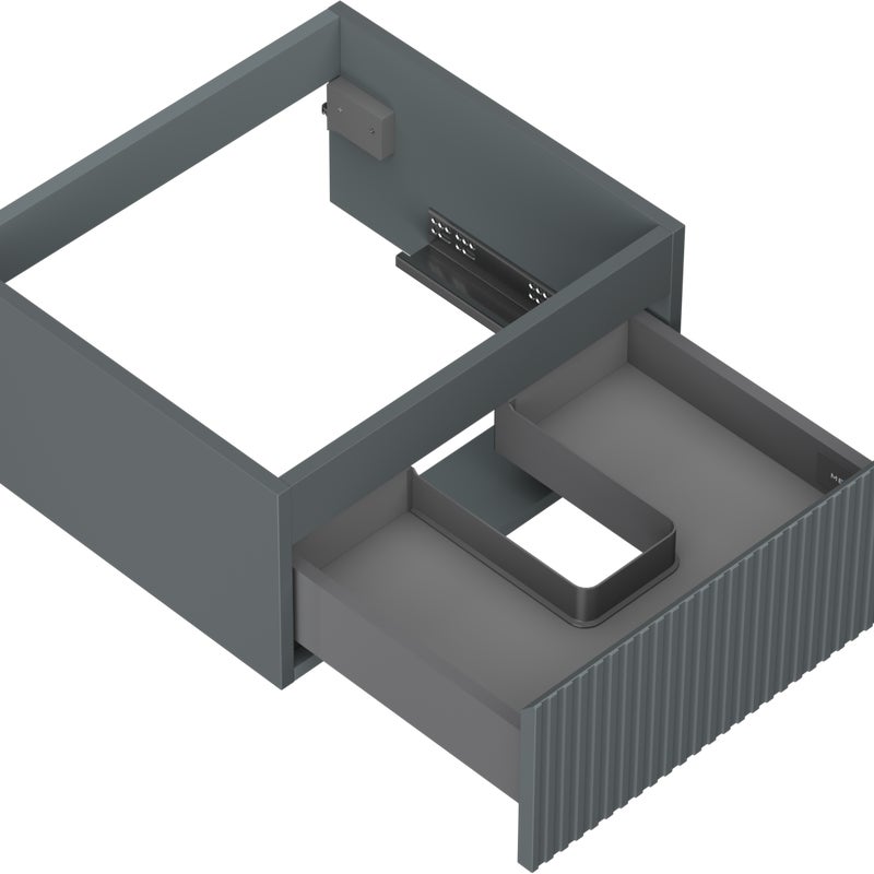 Mexen Rivel szafka łazienkowa podumywalkowa 50 cm, 1 szuflada, ryflowana , grafit mat - 91A20-05023-1-BF66