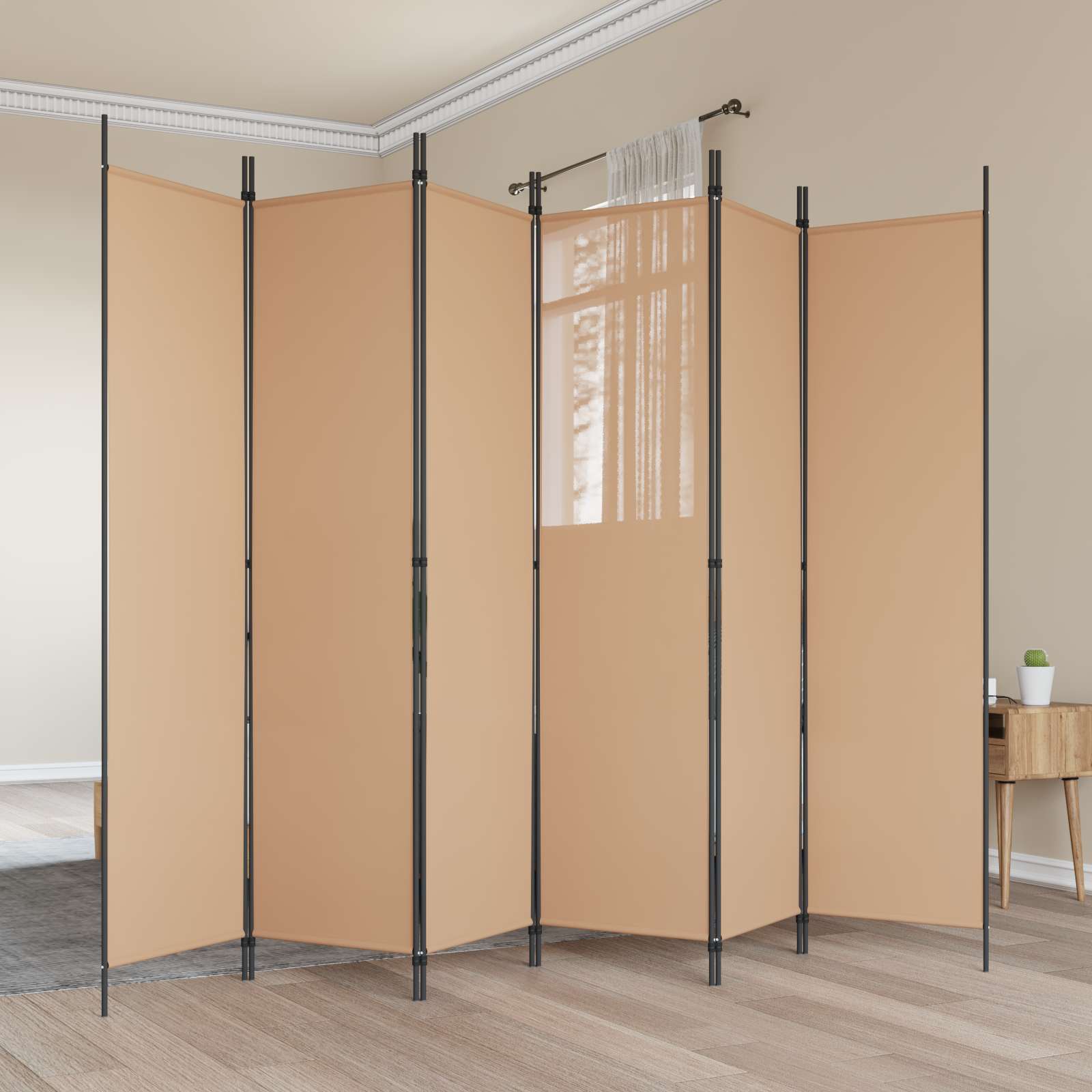 Ekspresowy 6-panelowy parawan Beżowy 300 x 200 cm tkanina vidaXL