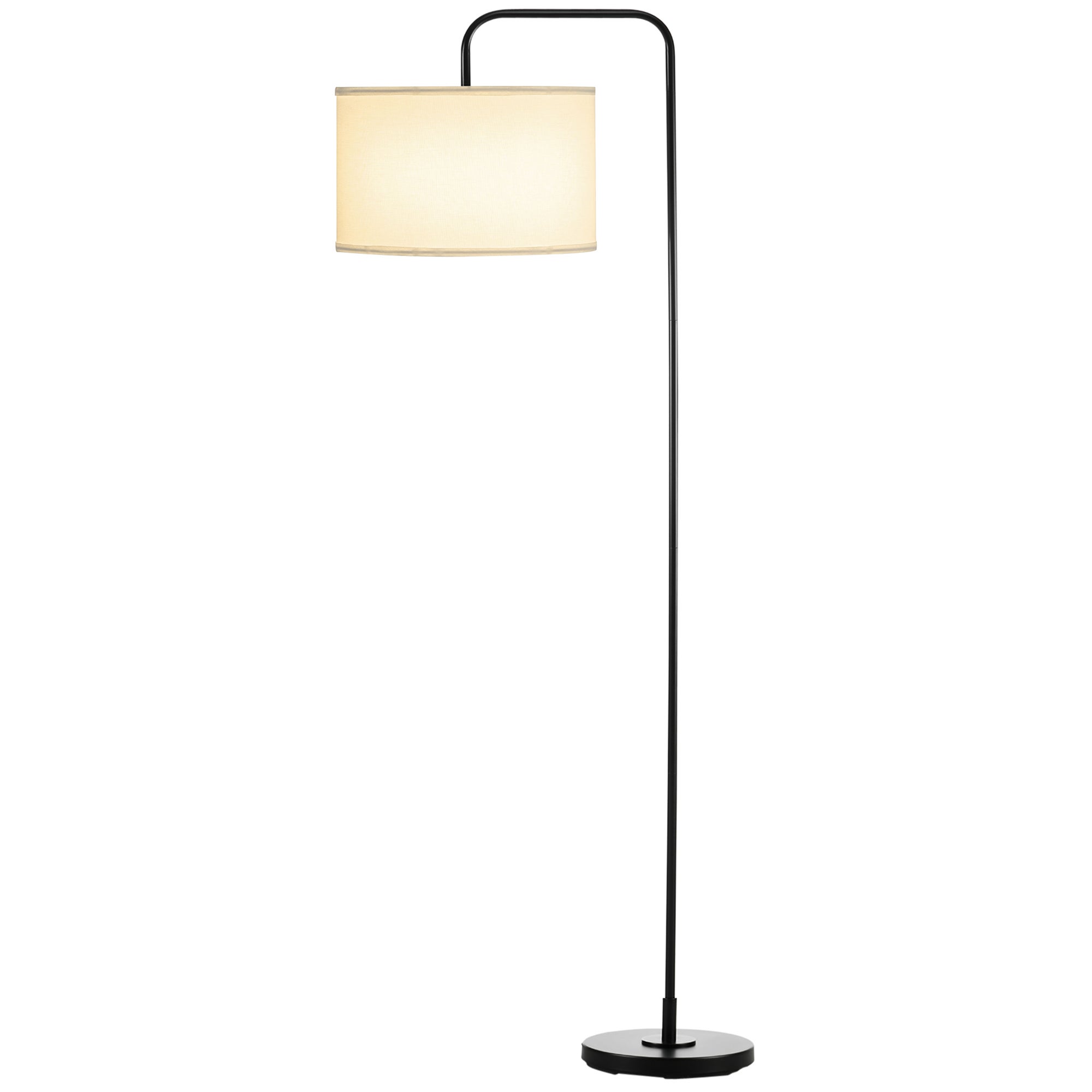 Nowoczesna czarna metalowa lampa podłogowa do salonu z abażurem i kablem 180 cm, 64 x 38 x 163,5 cm, kolor czarny