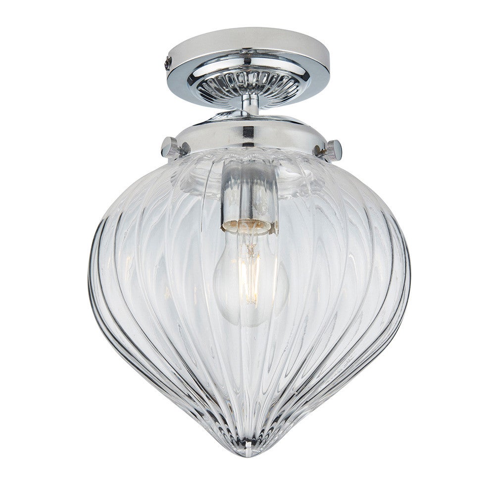 Lampa sufitowa łazienkowa ryflowany szklany klosz chromowana 1xE27 10W CHESTON Endon