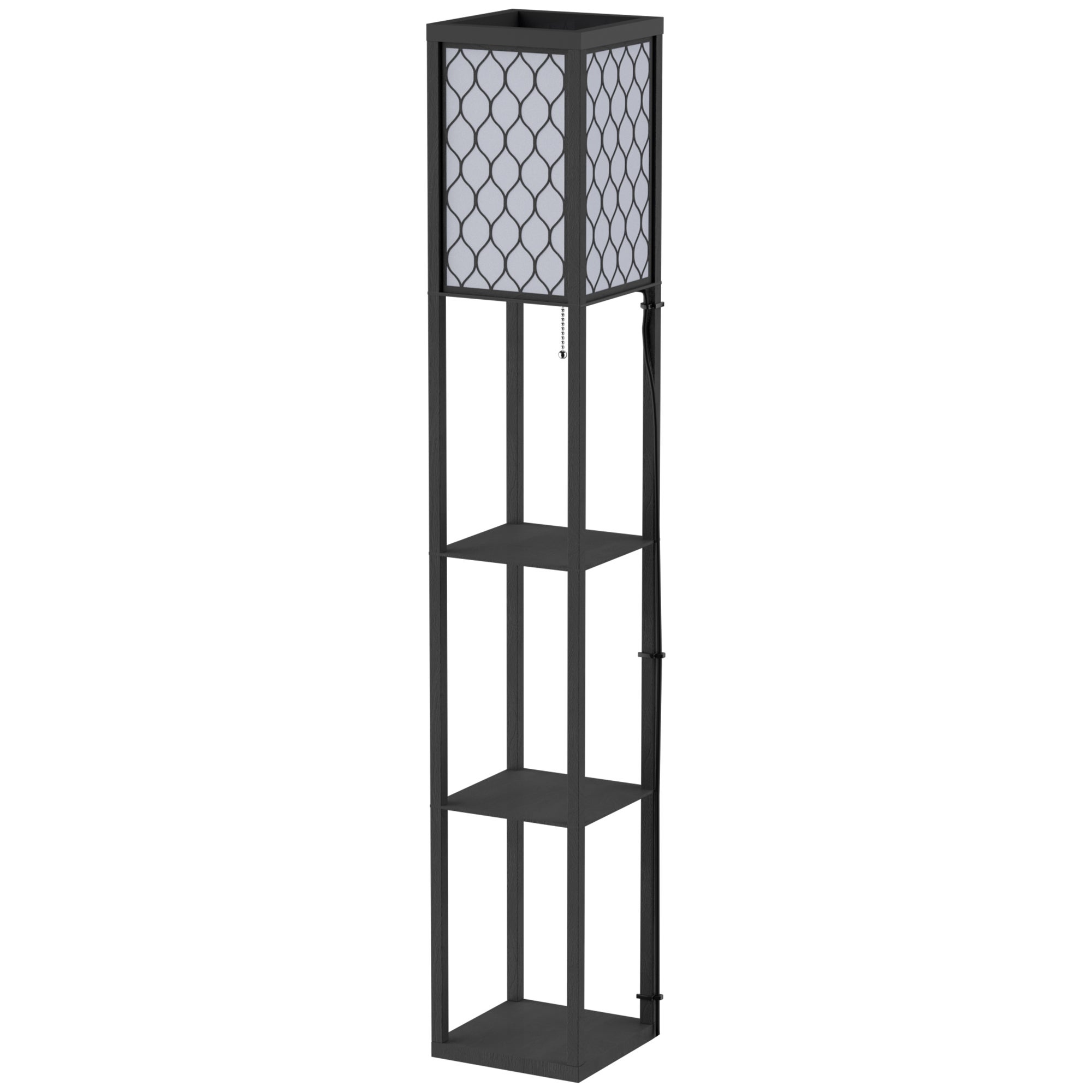 Lampa podłogowa do salonu z półką, lampa stojąca z gniazdem E27 do salonu/sypialni, żarówka nie jest dołączona.