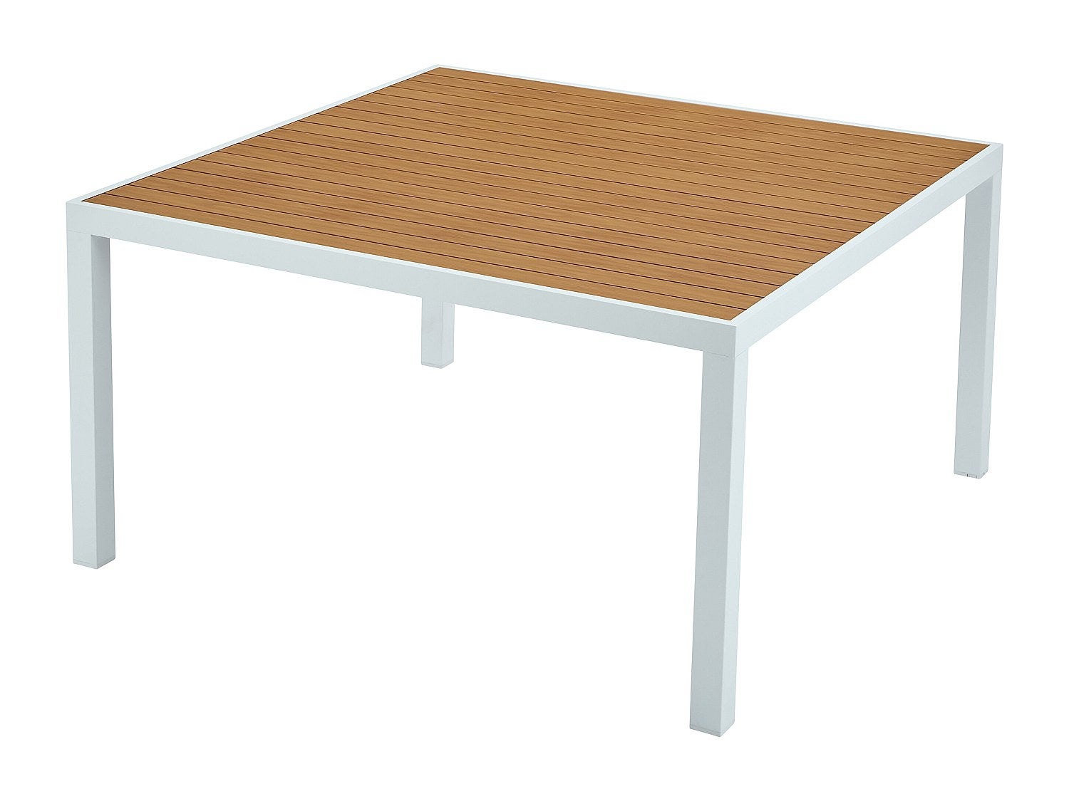 Stół ogrodowy jadalniany kwadratowy z aluminium dł. 140 cm - Naturalny jasny i biały - MACILA marki MYLIA