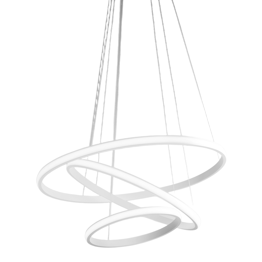 Lampa wisząca IOLE S/3 - 70W 3800lm 3000K z możliwością ściemniania - białe satynowe aluminium i opalowy biały silikon - Gealuce