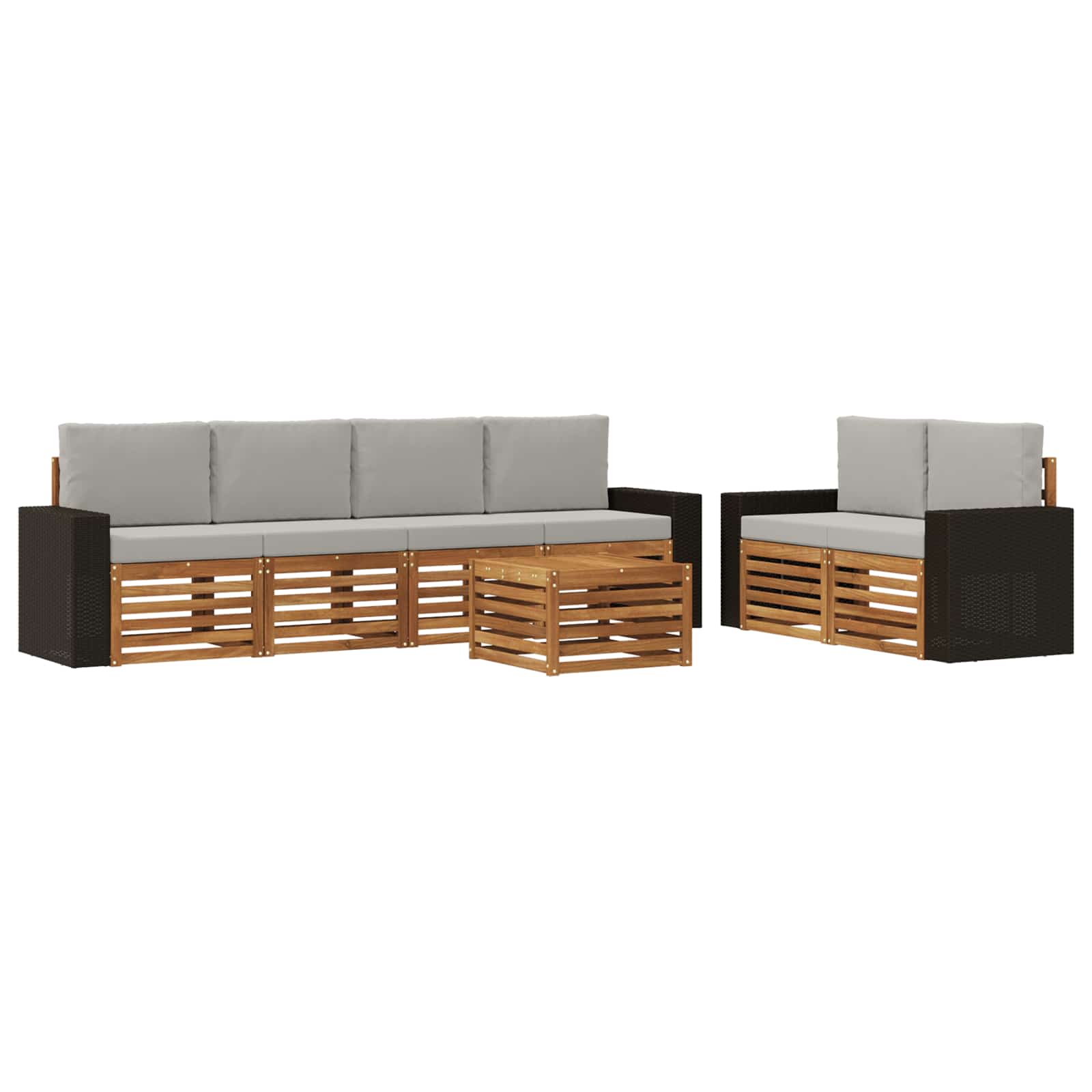 Zestaw sof na zewnątrz z poduszką 7 pcs Naturalny i jasnoszary
