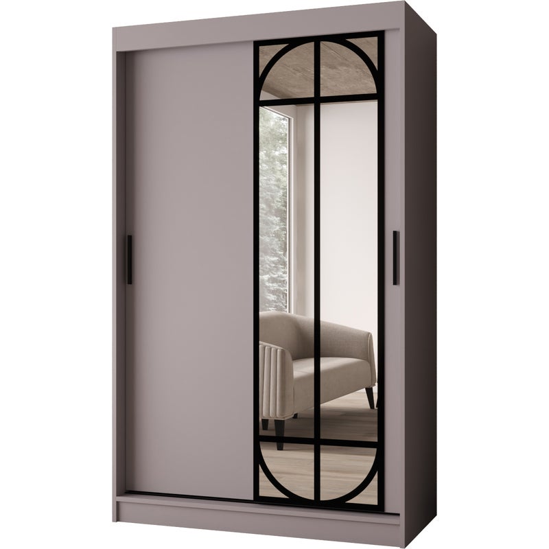 Szafa przesuwna z lustrem LUGO 120 x 62 x 200 kaszmir + u. czarny