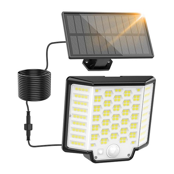 1* Lampa Solarna Zewnętrzna [186 LED], 3 Tryby Oświetlenia Solarnego z Czujnikiem Ruchu, do Ogrodu, Garażu, Patio